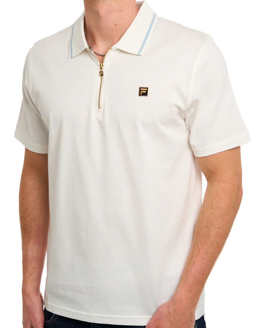 Fila Gold Lemar Zip Polo Off White - Image 3