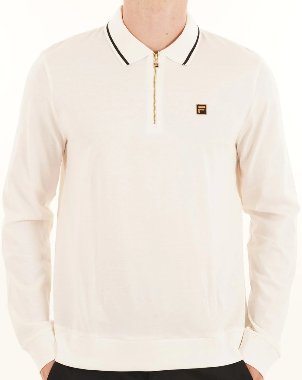 Fila Gold LS Tipped Zip Polo Gardenia - Image 3