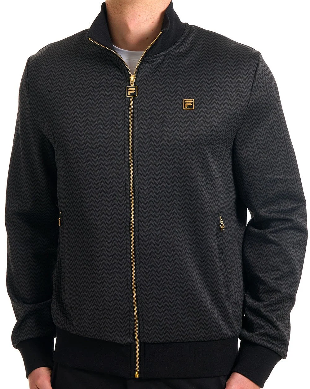 Fila Gold Mathers Herringbone Track Top Black - Image 3