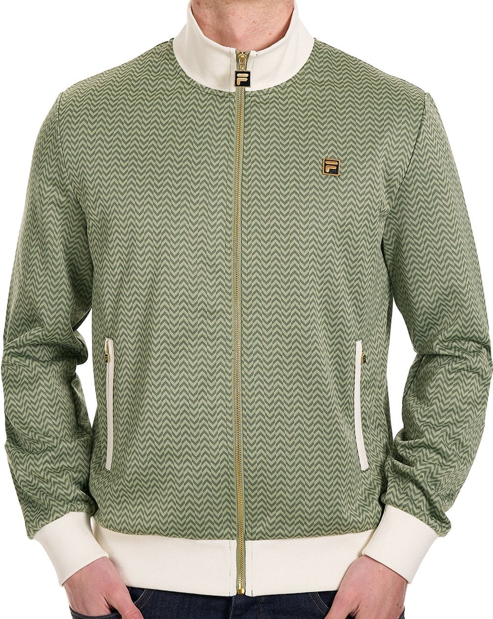 Fila Gold Mathers Herringbone Track Top Light Green/Off White - Image 2
