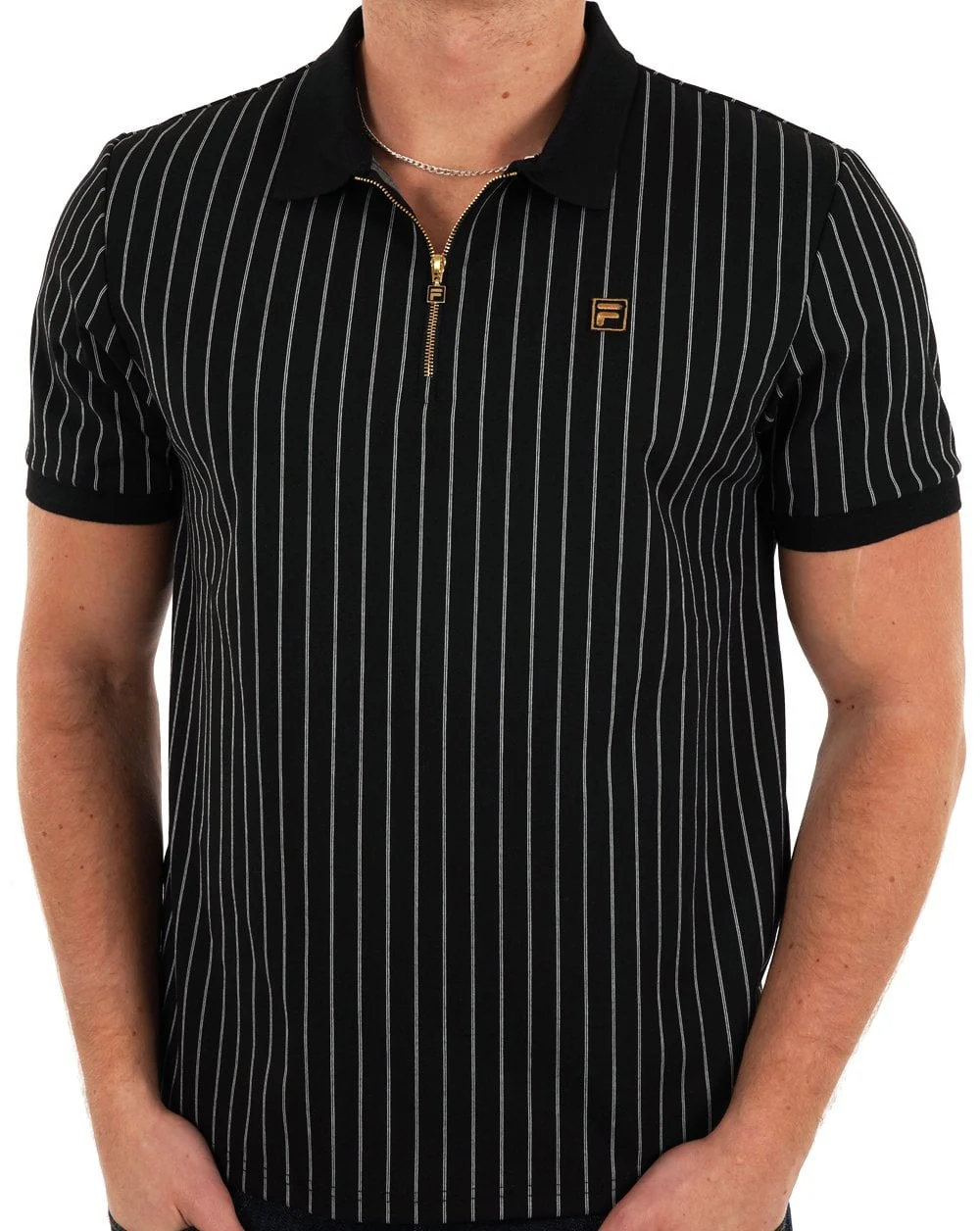 Fila Gold Patton Stripe Polo Black/Egret - Image 3