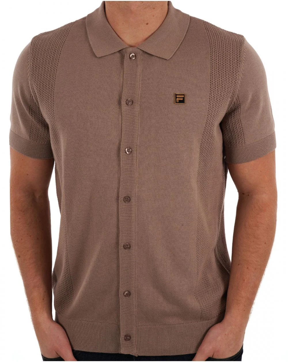 Fila Gold Pointelle Knit Shirt Mocha
