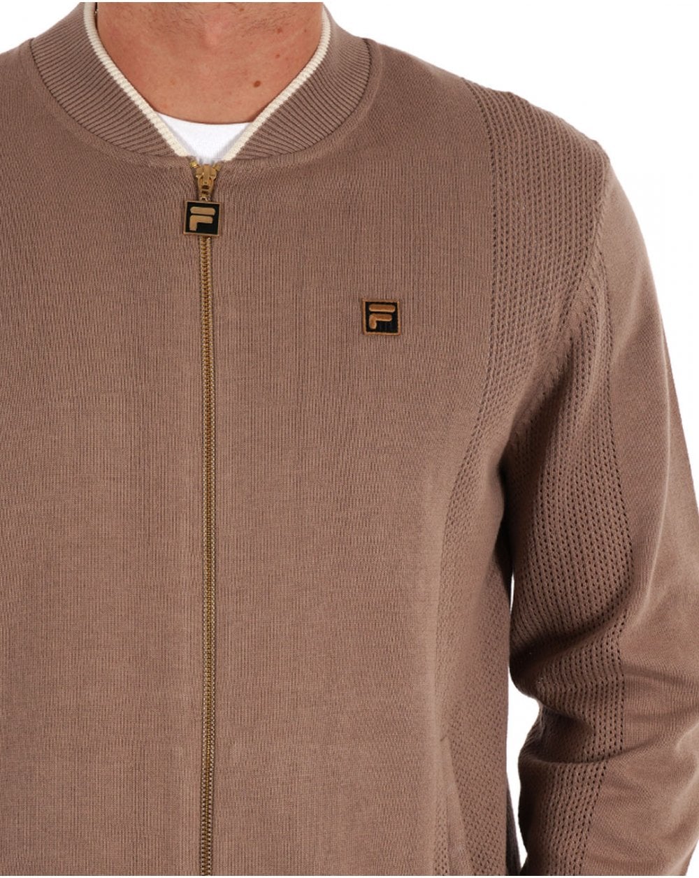 Fila Gold Pointelle Knit Track Top Mocha - Image 2