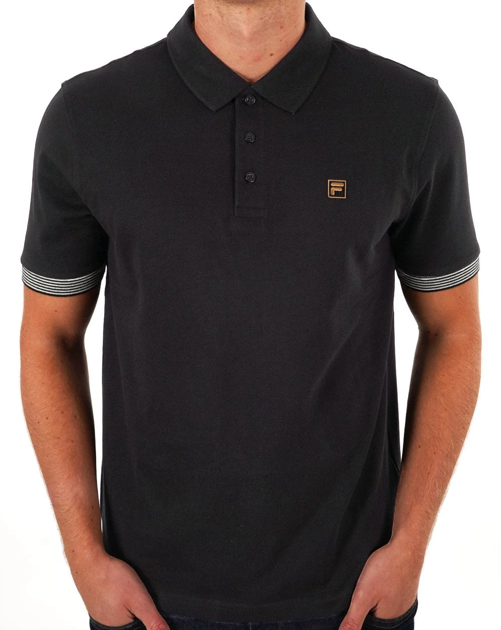Fila Gold Polo Shirt Black - Image 4