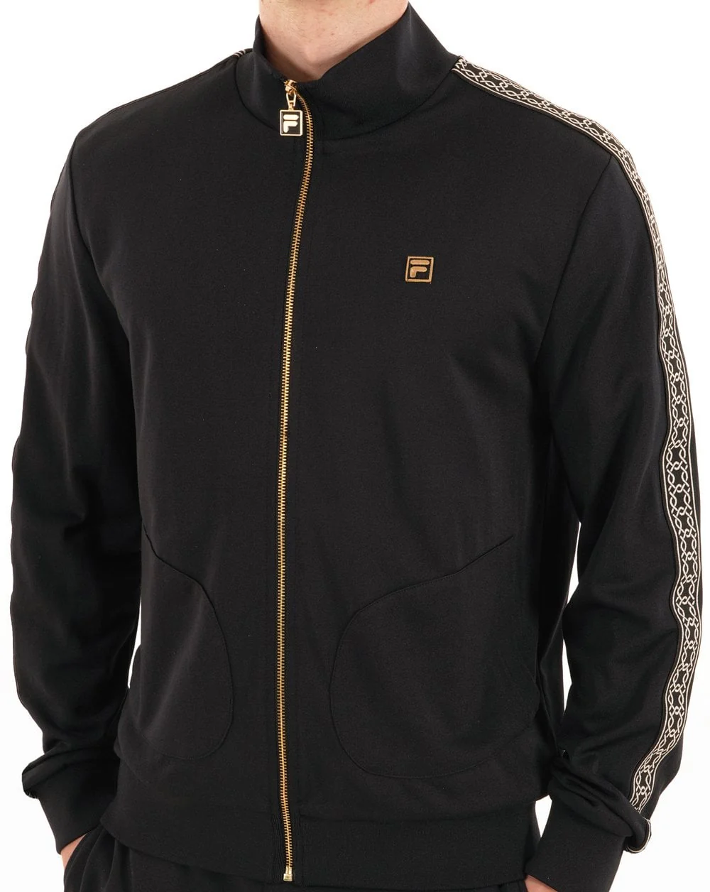 Fila Gold Roman Taped Track Top Black - Image 3