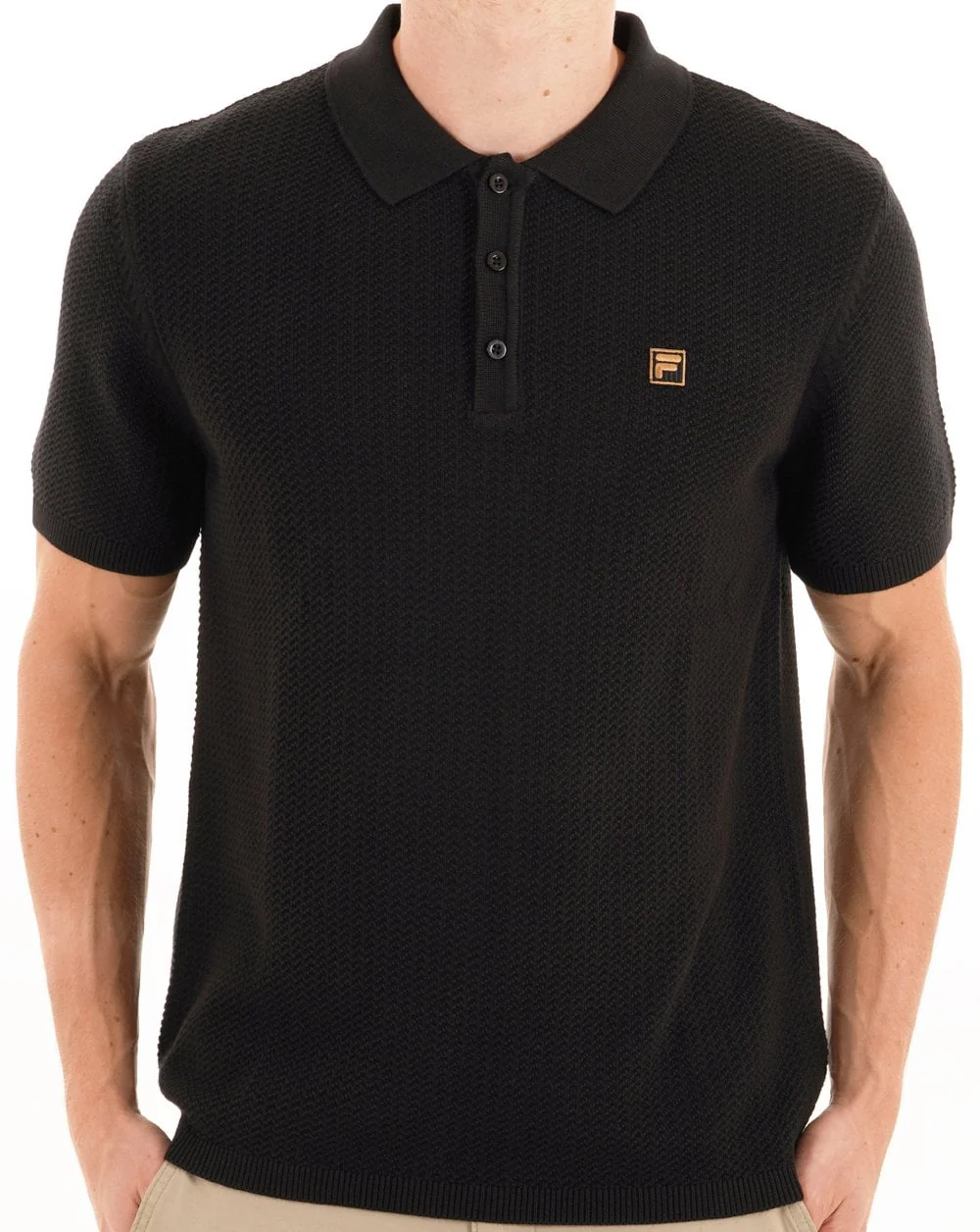 Fila Gold Sander Knit Polo Black - Image 3