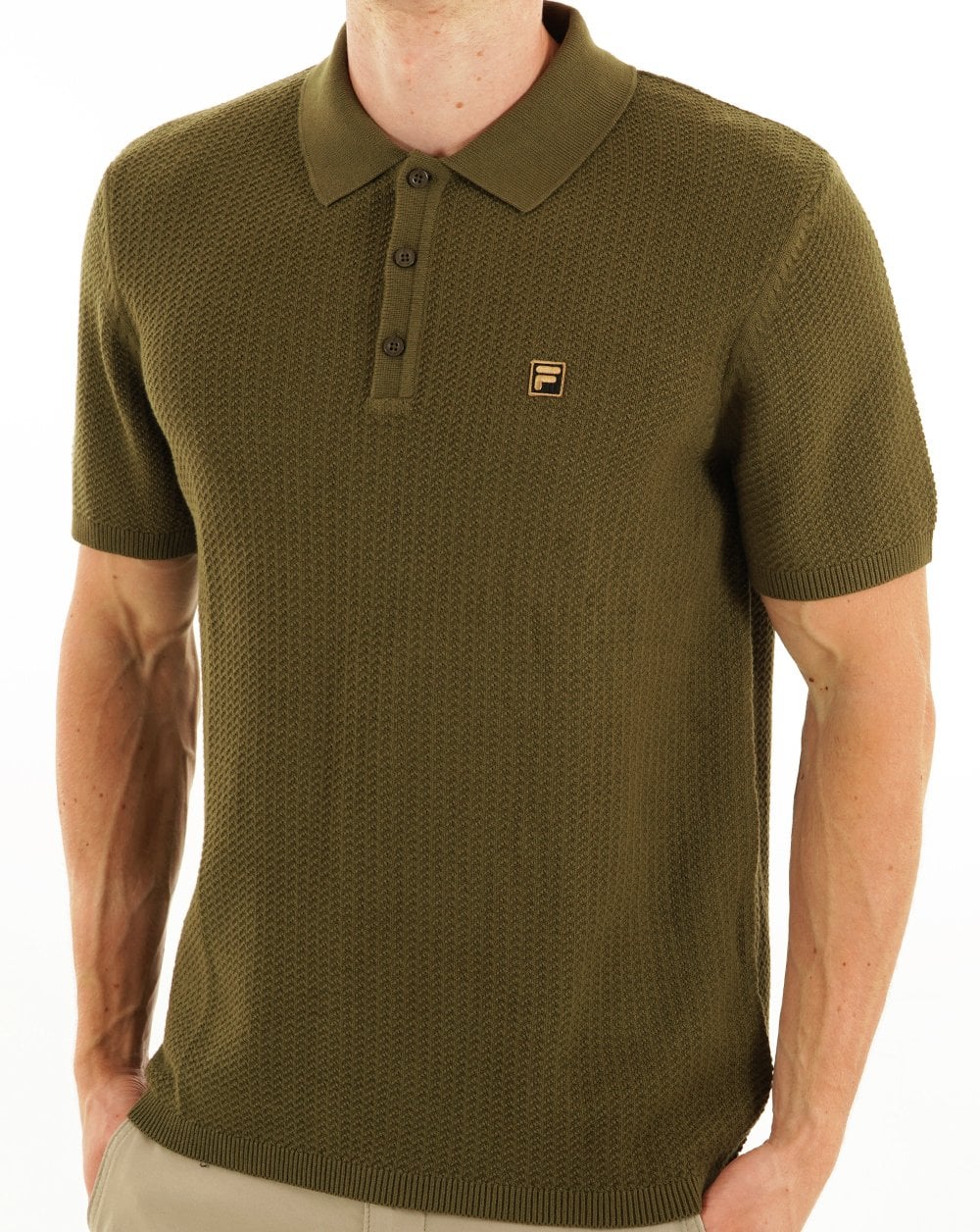 Fila Gold Sander Knit Polo Dark Olive