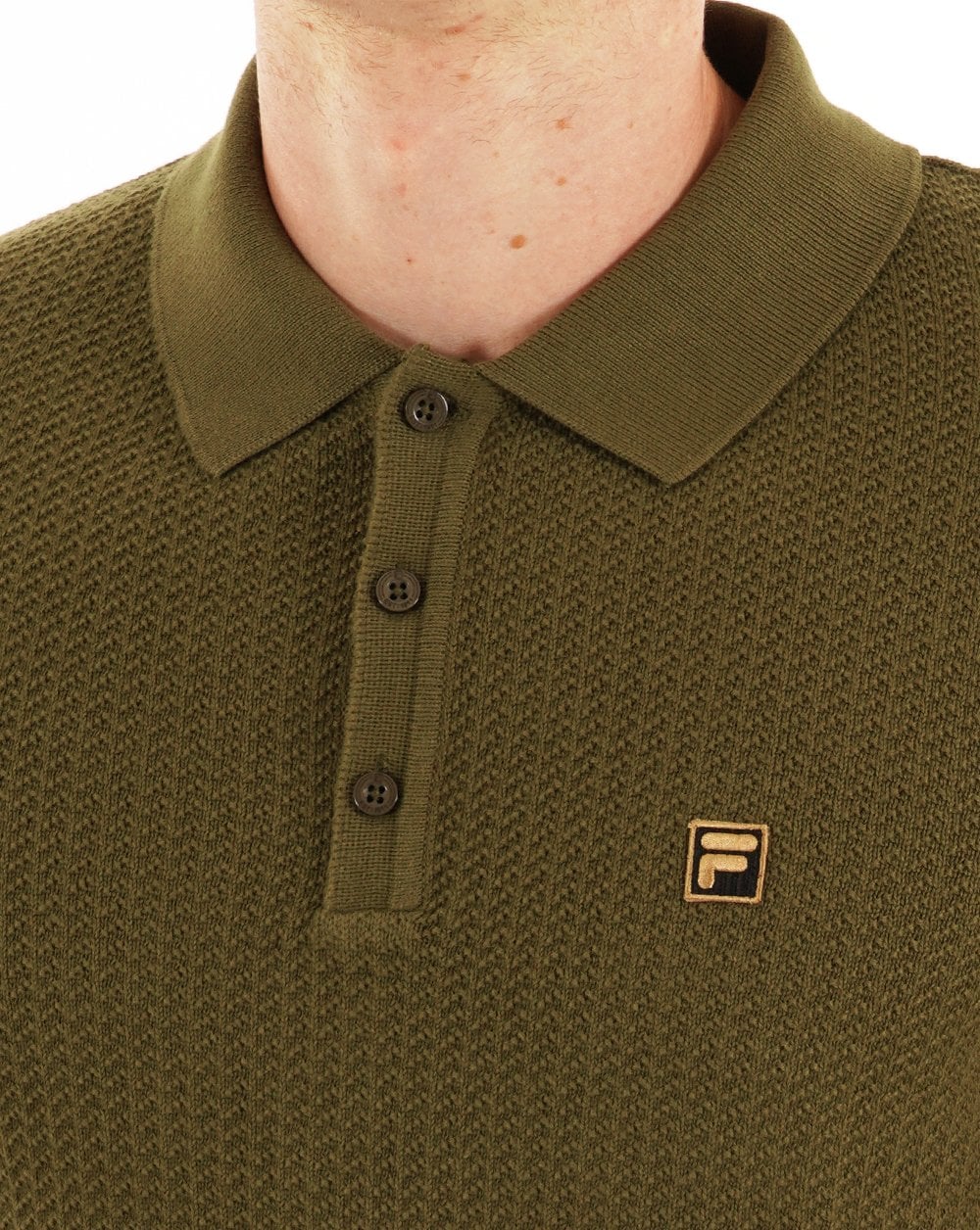 Fila Gold Sander Knit Polo Dark Olive - Image 2
