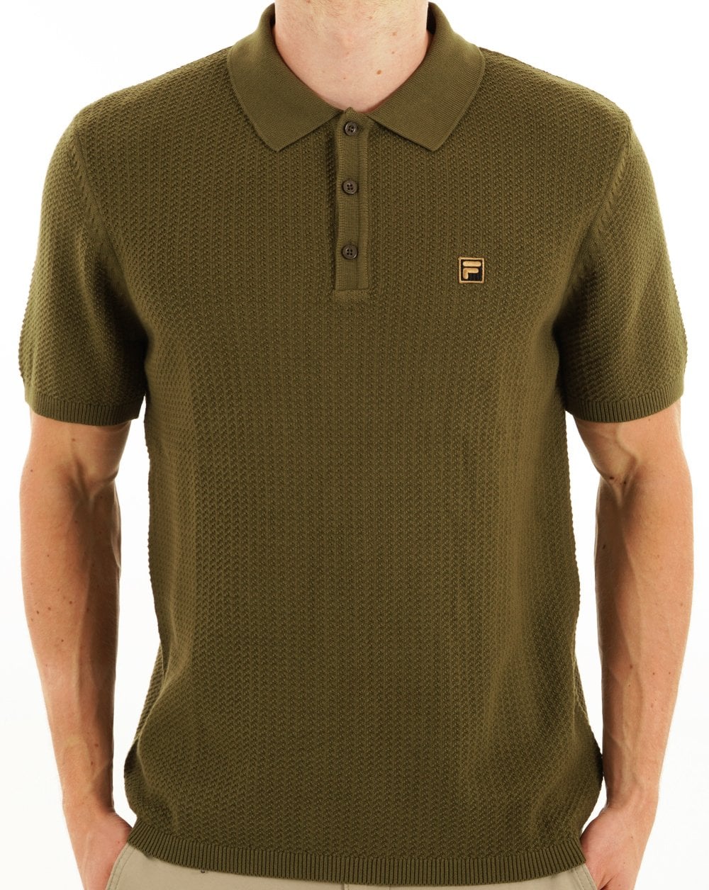 Fila Gold Sander Knit Polo Dark Olive - Image 3