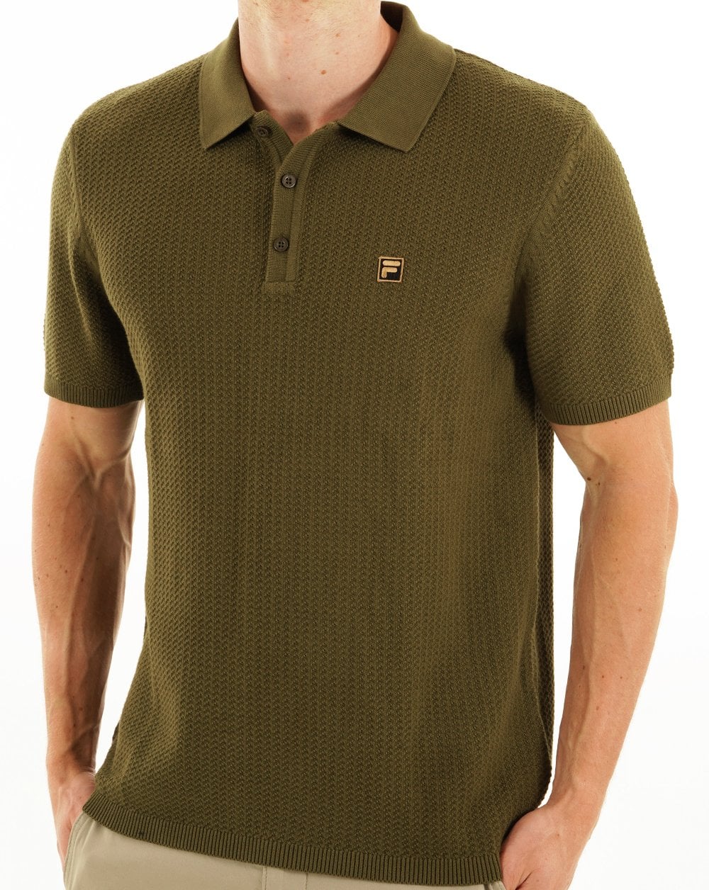 Fila Gold Sander Knit Polo Dark Olive - Image 4