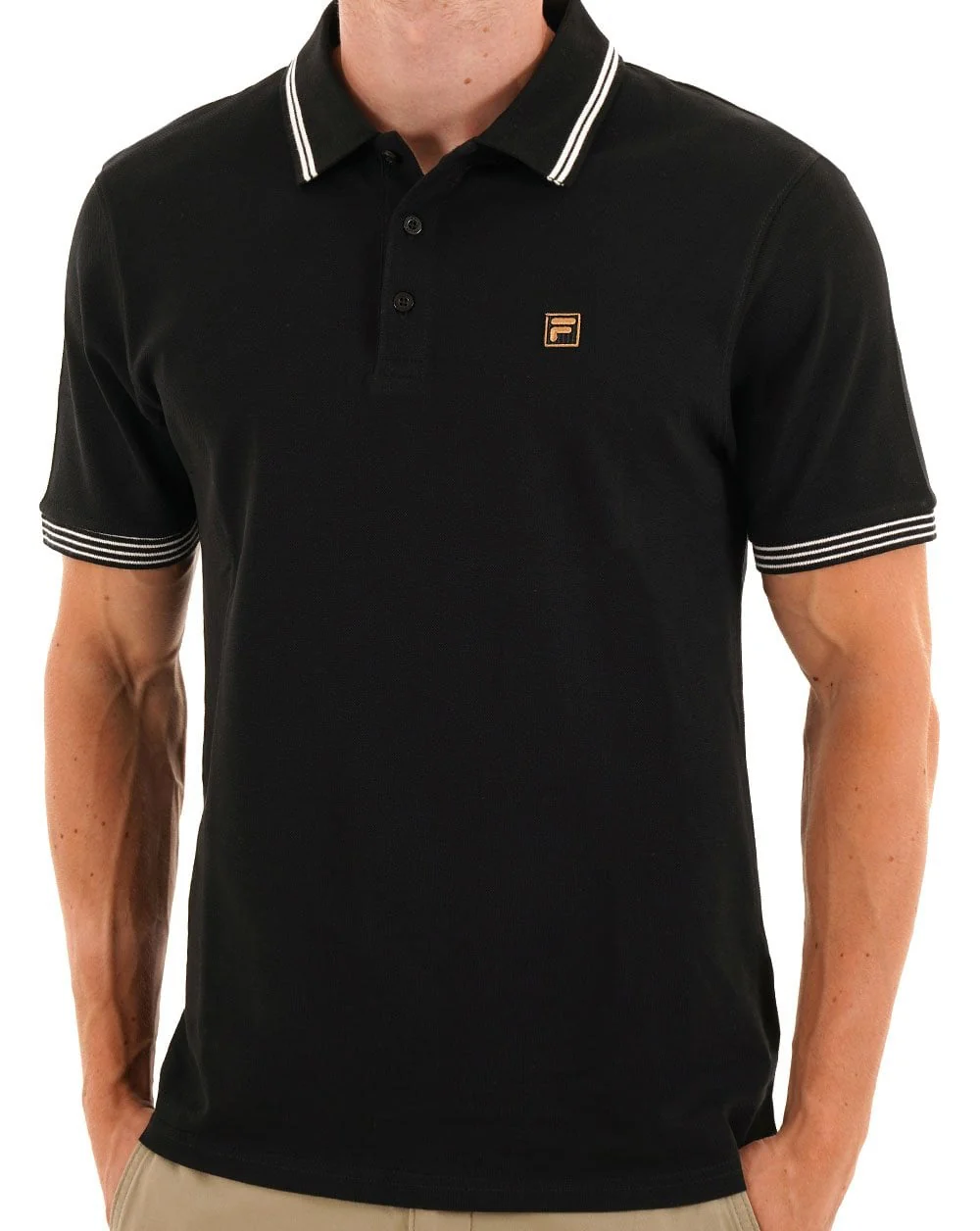 Fila Gold Soren Polo Shirt Black - Image 3