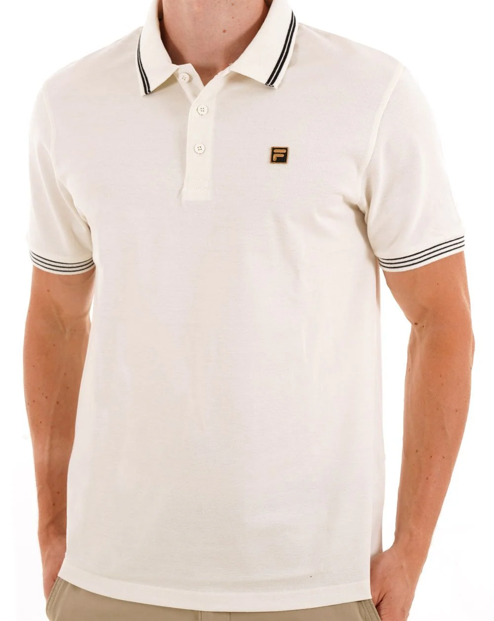 Fila Gold Soren Polo Shirt Off White - Image 3