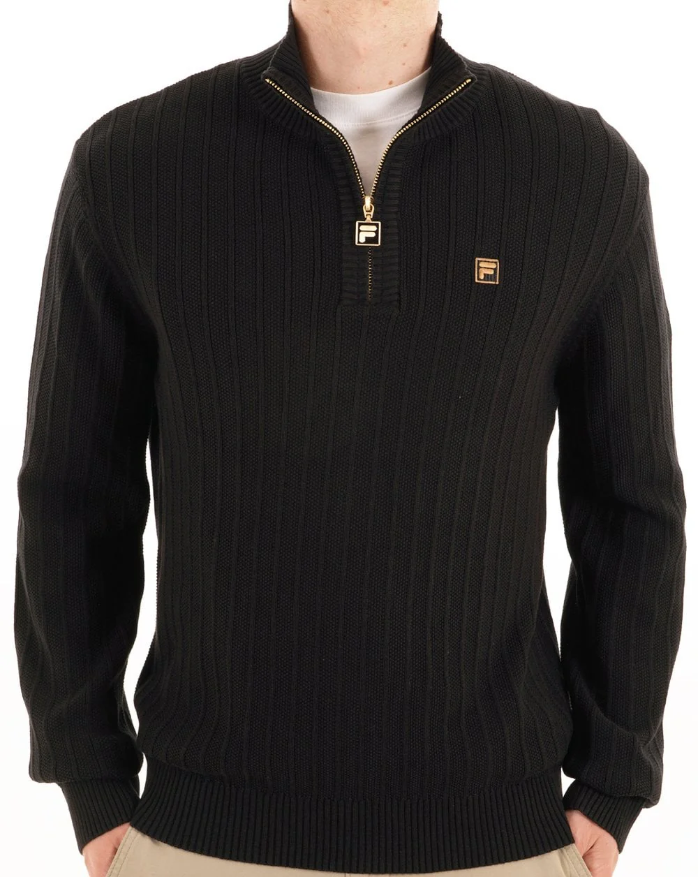 Fila Gold Stevie 1/4 Zip Funnel Knit Black - Image 3