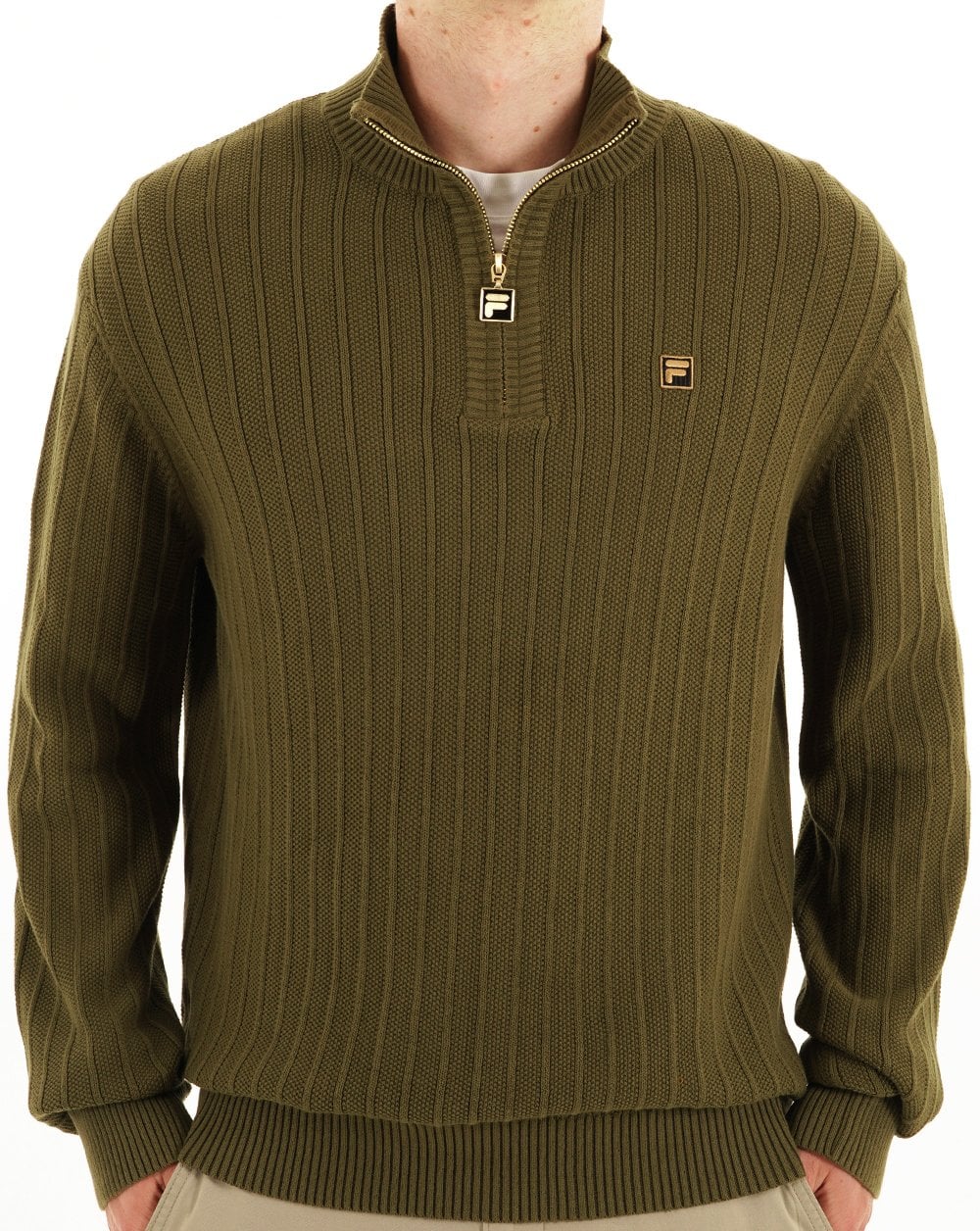 Fila Gold Stevie 1/4 Zip Funnel Knit Dark Olive - Image 2