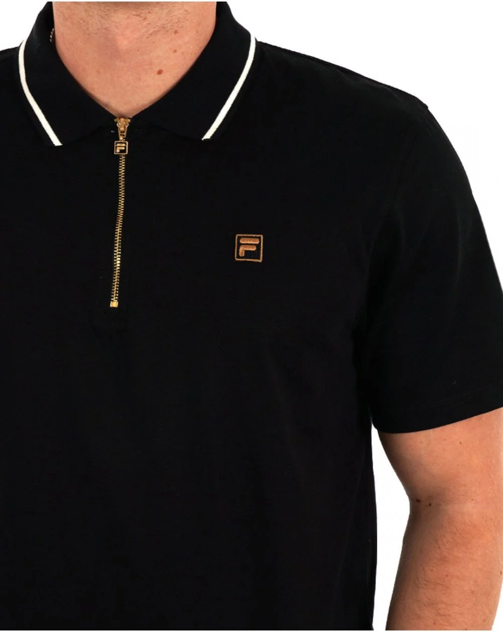 Fila Gold Tipped Zip Polo Black - Image 3