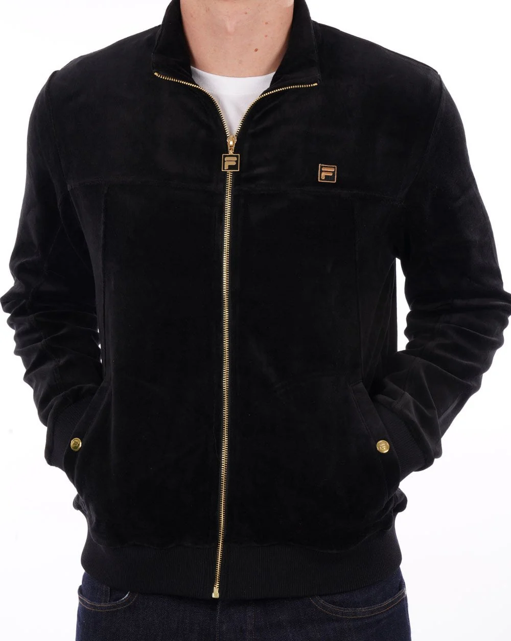 Fila Gold Velour Track Top Black - Image 4
