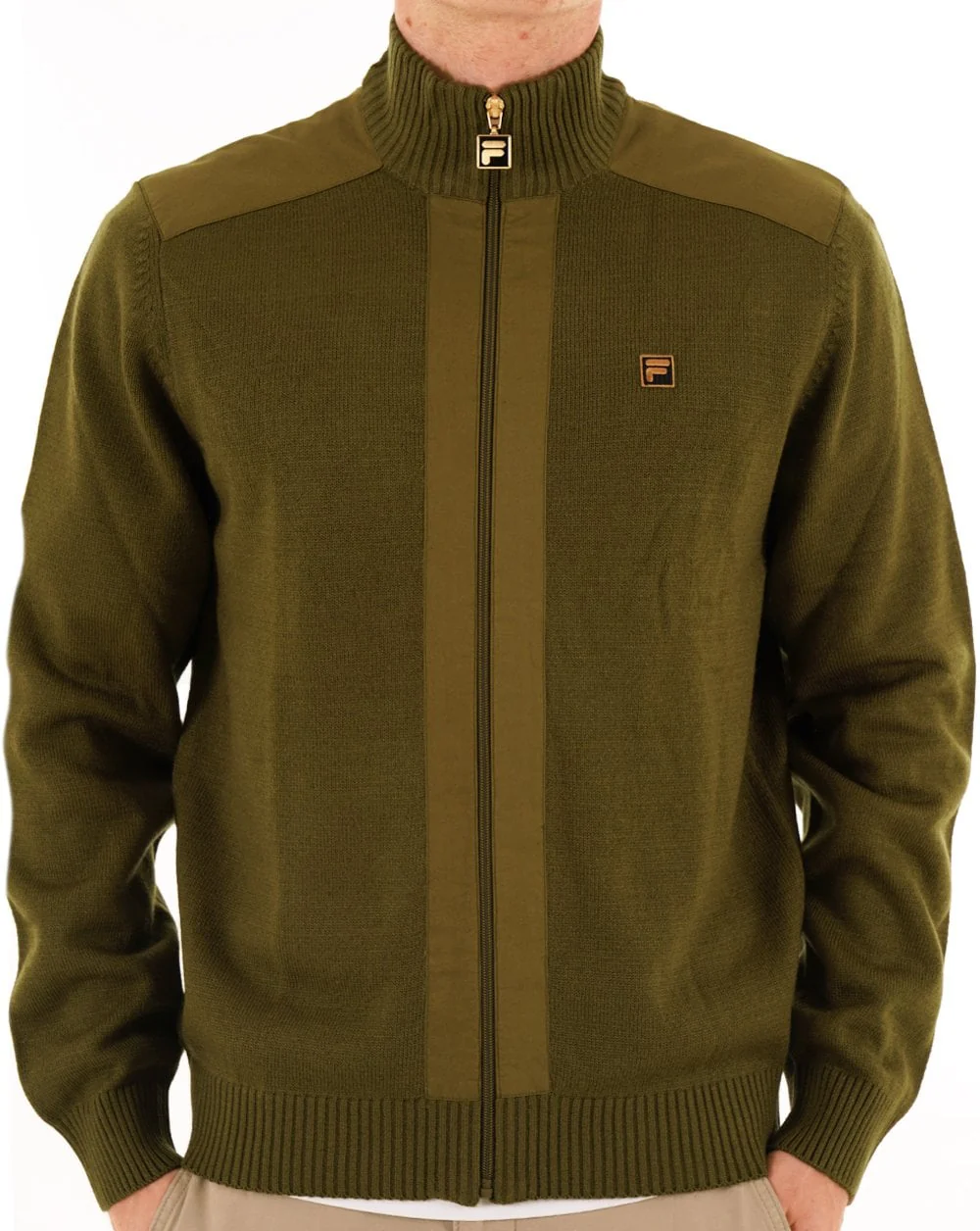Fila Gold Zip Through Knit Dark Olive - Image 3