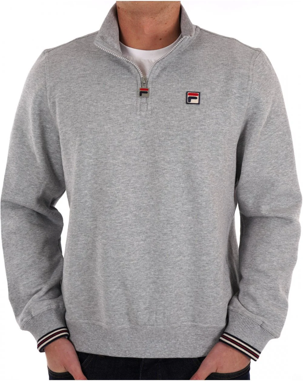 Fila Vintage 1/4 Zip Sweat Light Grey Marl - Image 3