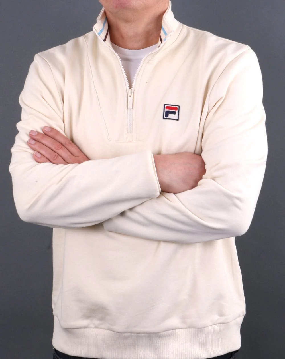 Fila Vintage 1/4 Zip Sweatshirt Cream - Image 4
