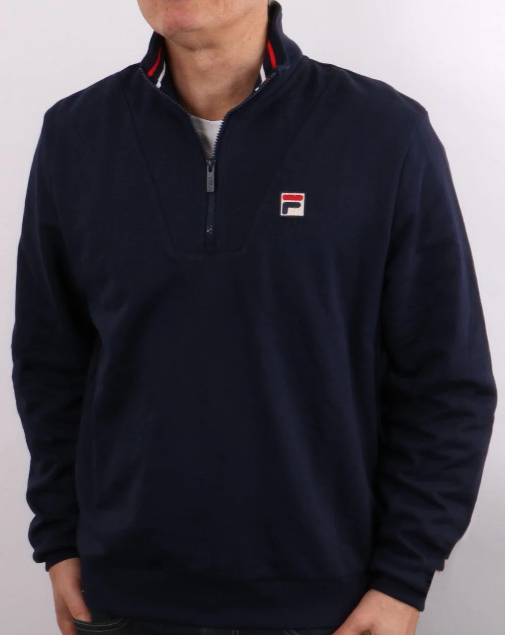 Fila Vintage 1/4 Zip Sweatshirt Navy - Image 2