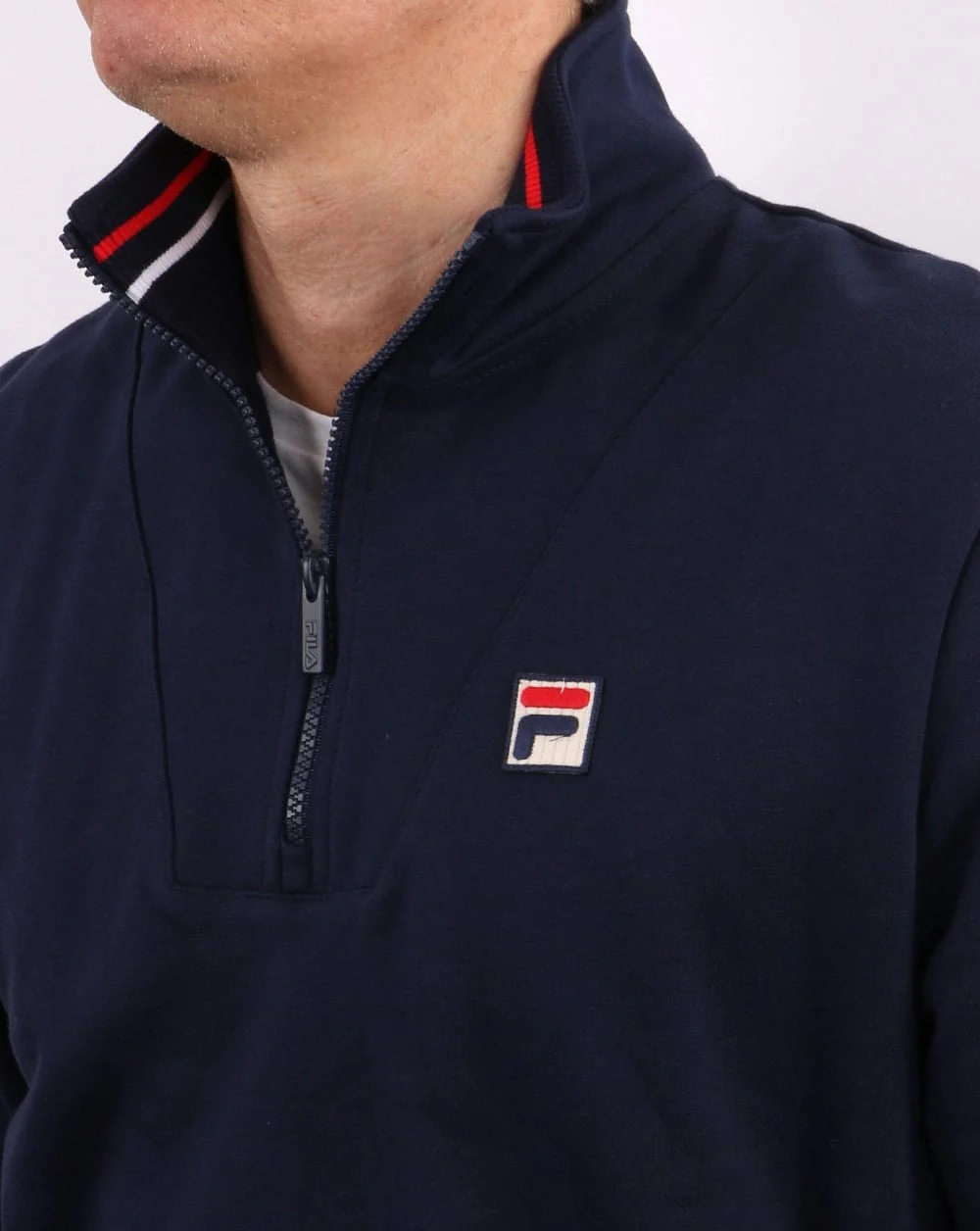 Fila Vintage 1/4 Zip Sweatshirt Navy - Image 3