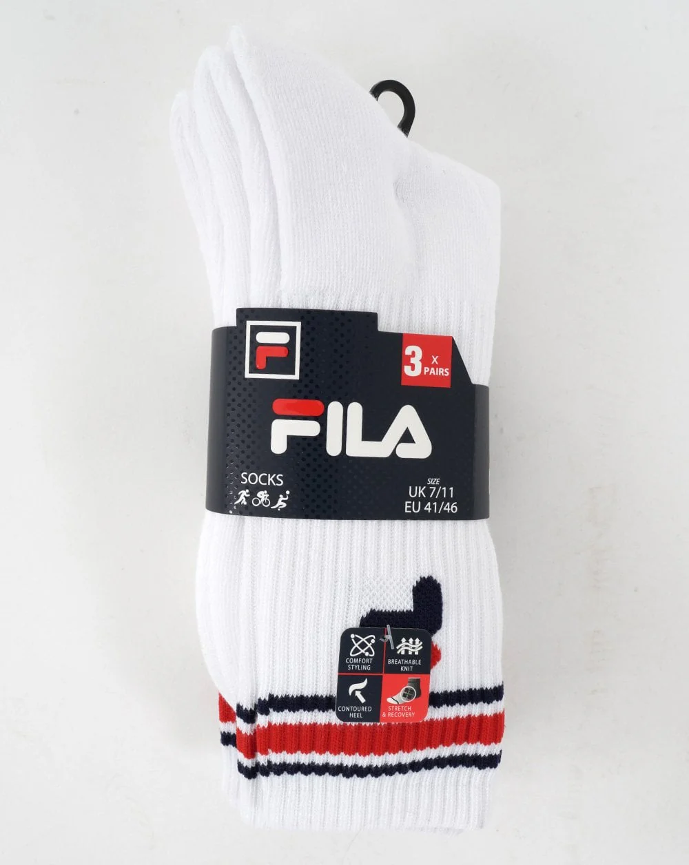 Fila Vintage 3 Pack Socks White - Image 2