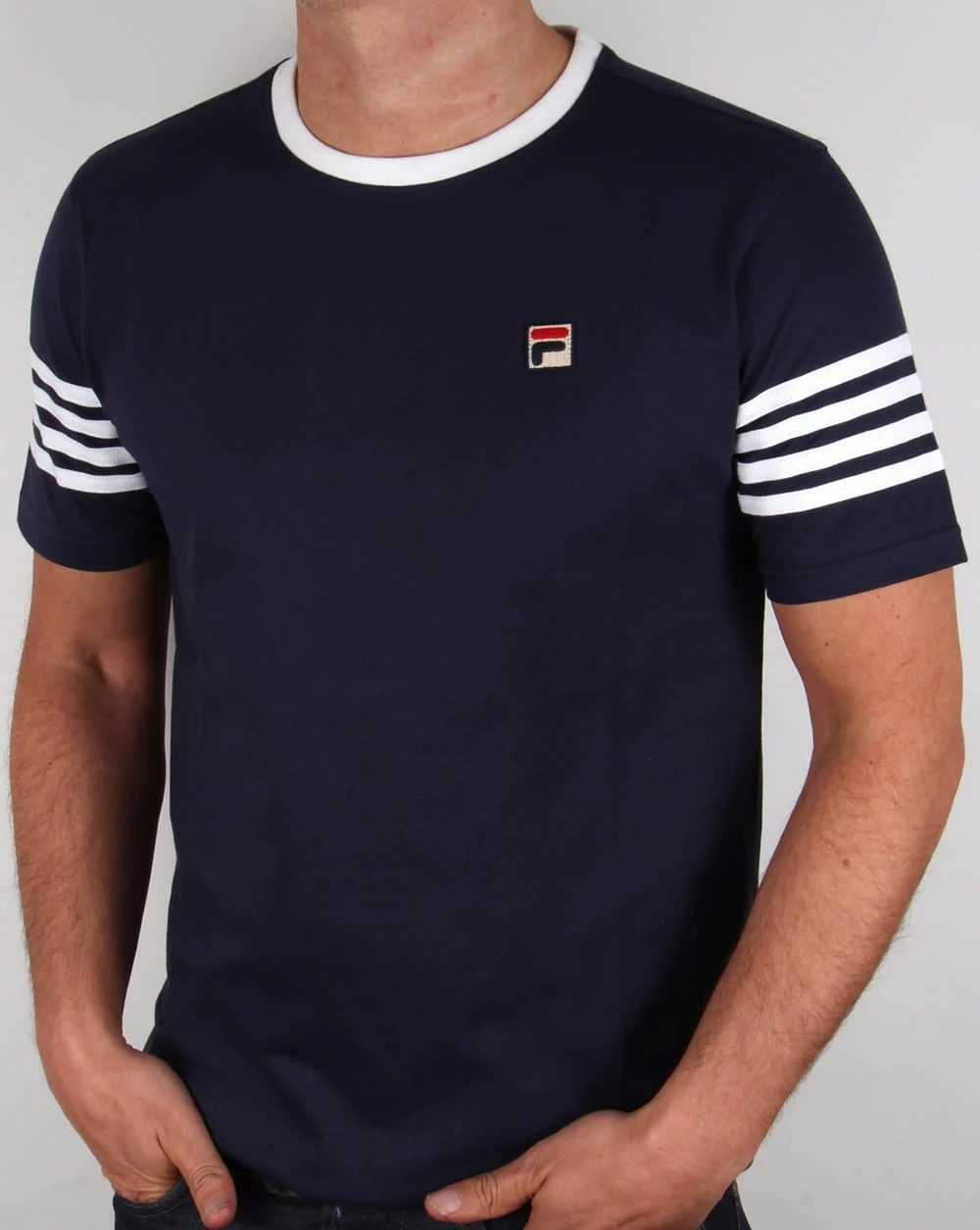 Fila Vintage 4 Stripe Ringer T-shirt Navy/white