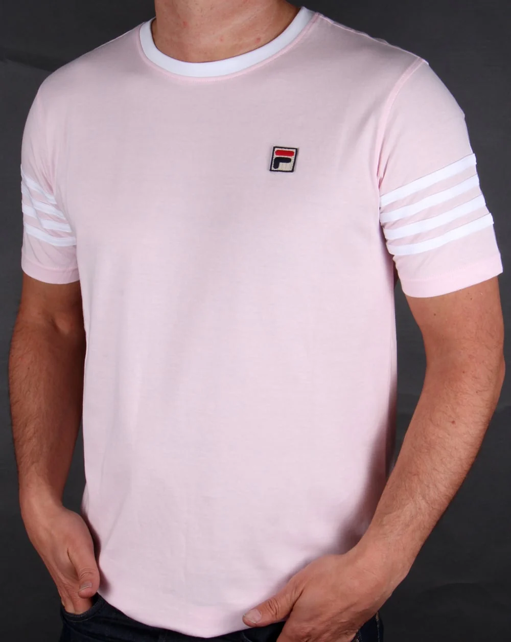 Fila Vintage 4 Stripe Ringer T-shirt Pink/White