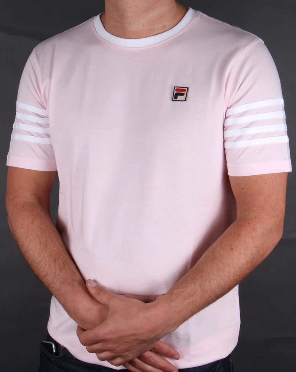 Fila Vintage 4 Stripe Ringer T-shirt Pink/White - Image 4