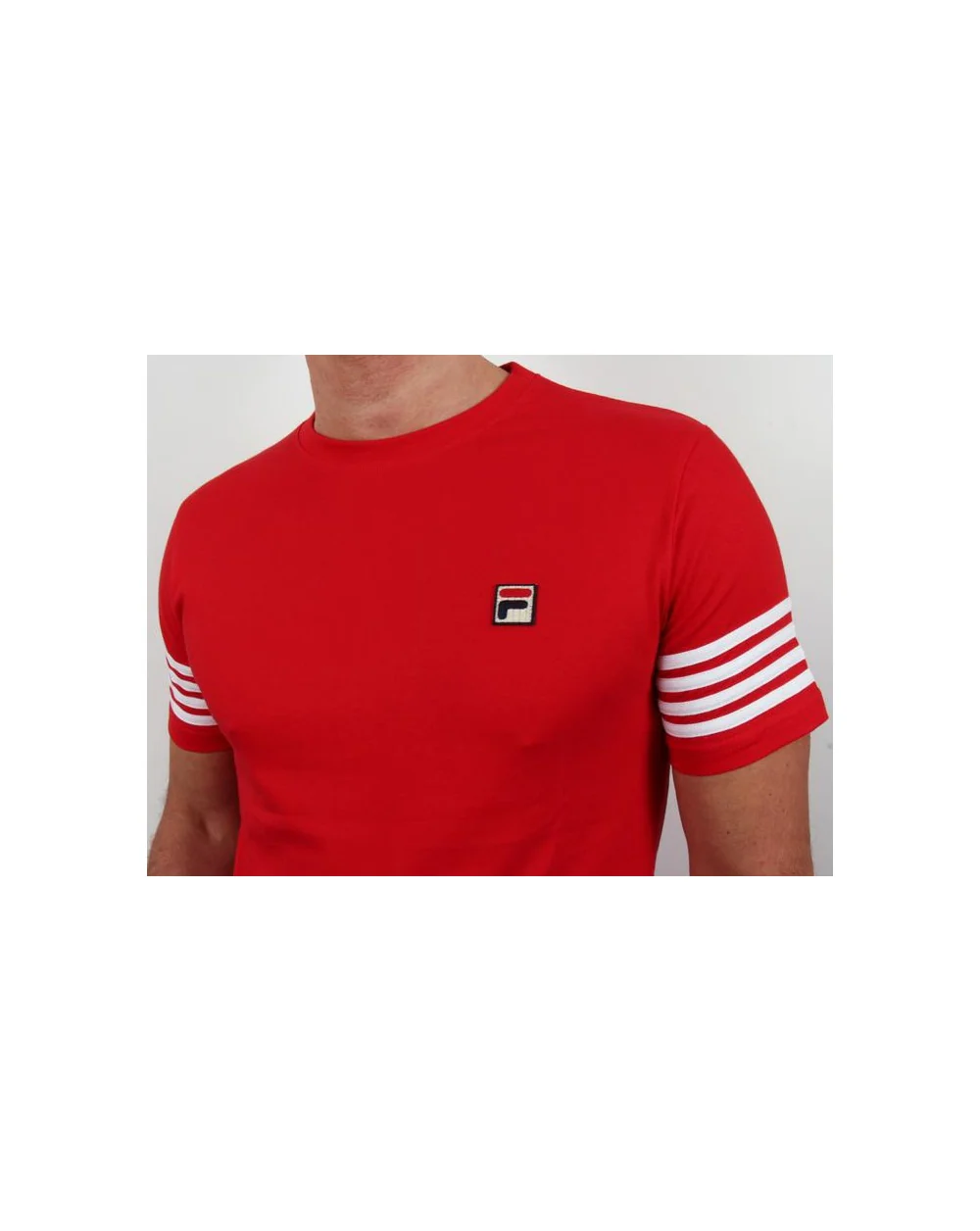 Fila Vintage 4 Stripe T-shirt Red - Image 3