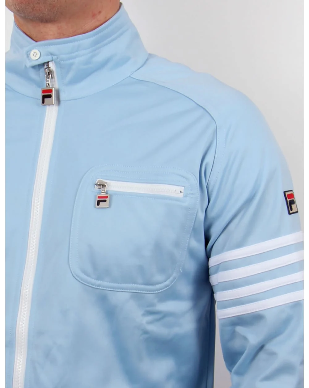 Fila Vintage 4 Stripe Track Top Sky Blue/White - Image 2