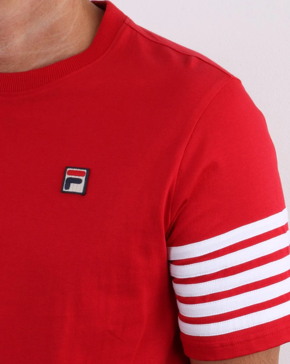 Fila Vintage 5 Stripe T Shirt Red/white - Image 2
