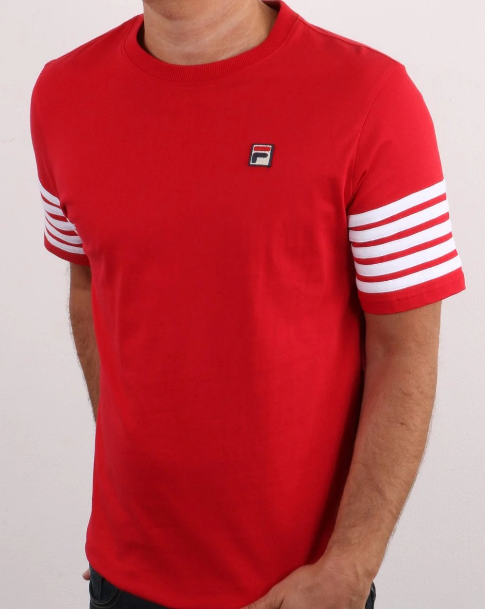 Fila Vintage 5 Stripe T Shirt Red/white - Image 3