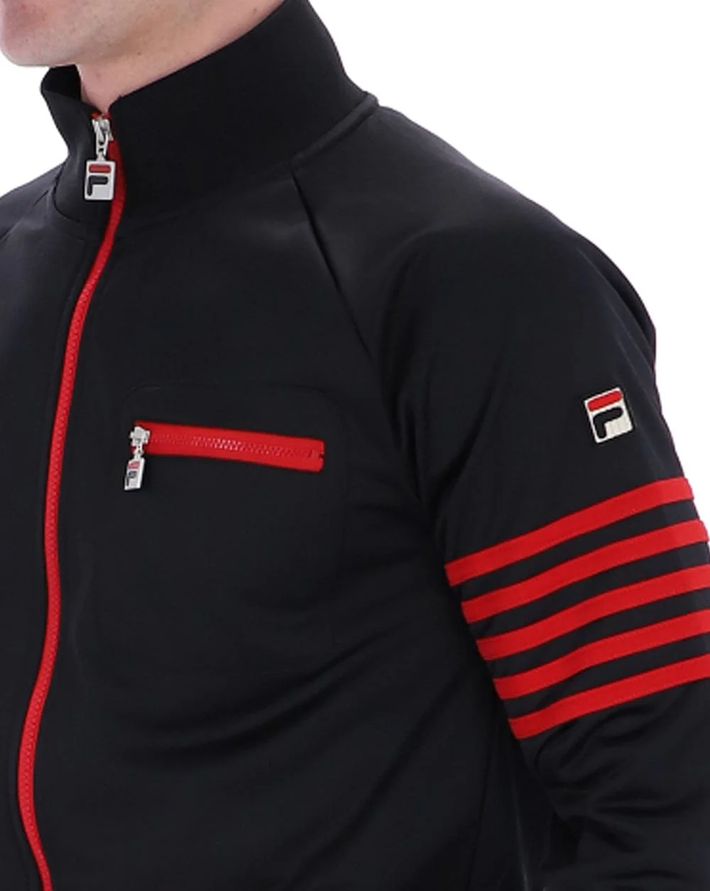 Fila Vintage 5 Stripe Track Top Black/Red - Image 2