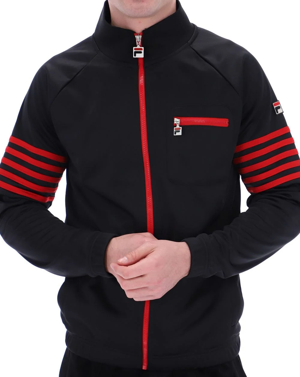 Fila Vintage 5 Stripe Track Top Black/Red - Image 3