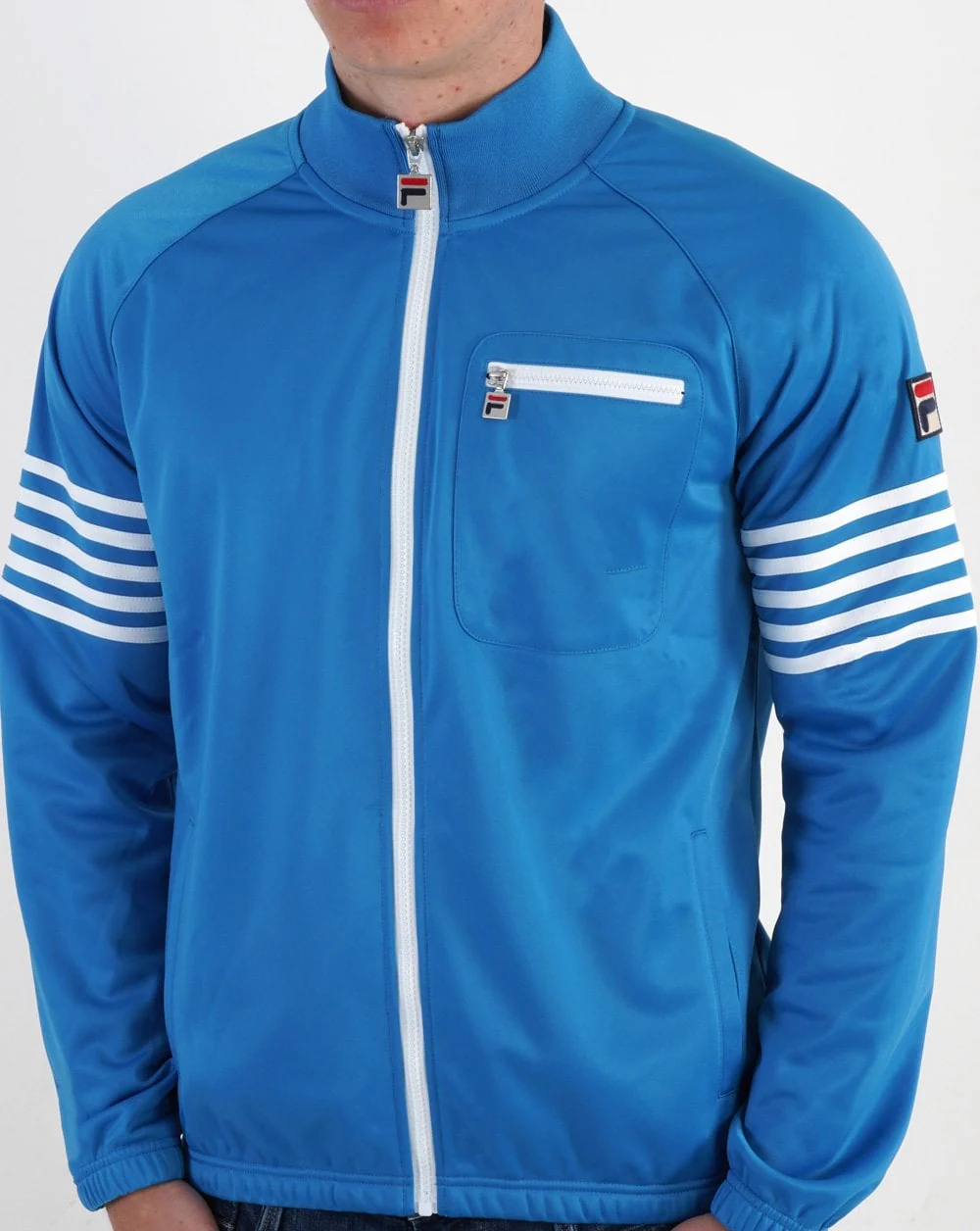 Fila Vintage 5 Stripe Track Top French Blue/White - Image 2