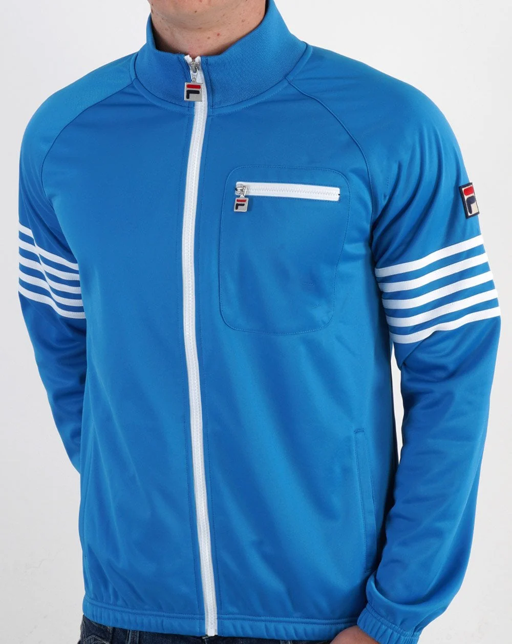 Fila Vintage 5 Stripe Track Top French Blue/White - Image 3