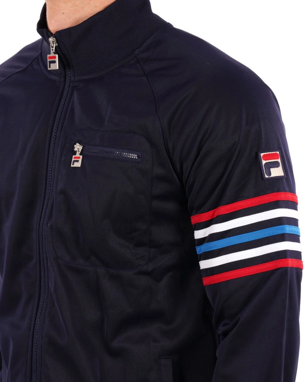 Fila Vintage 5 Stripe Track Top Navy multi - Image 2