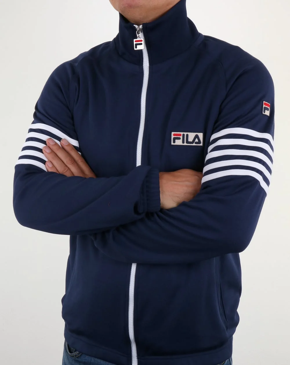 Fila Vintage 5 Stripe Track Top Navy - Image 3