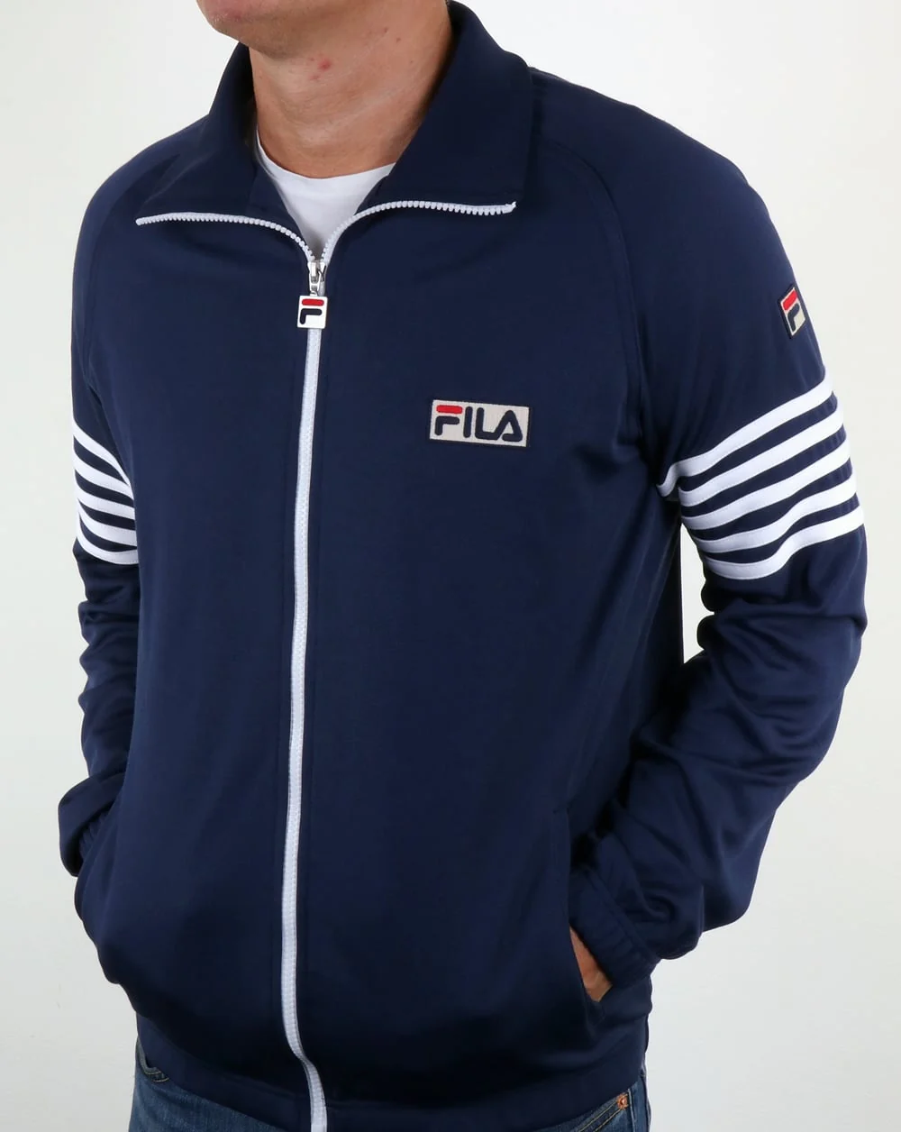 Fila Vintage 5 Stripe Track Top Navy - Image 4