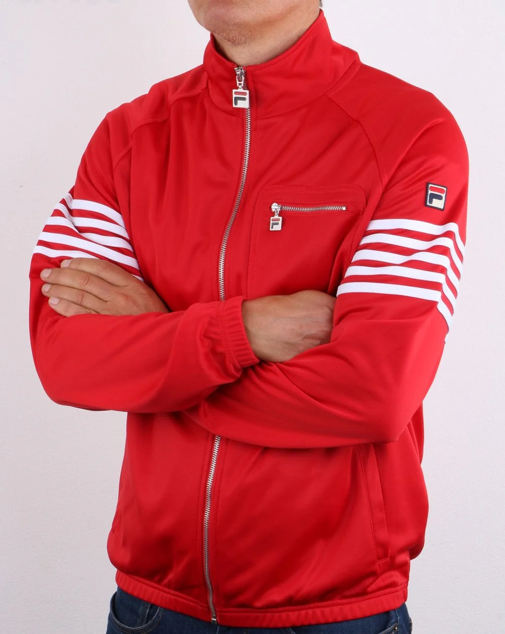 Fila Vintage 5 Stripe Track Top Red/ white - Image 3