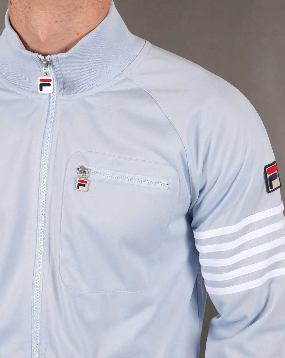 Fila Vintage 5 Stripe Track Top Sky Blue/White - Image 2