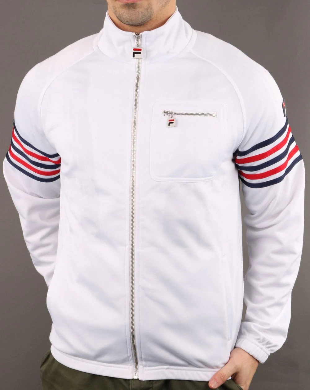 Fila Vintage 5 Stripe Track Top White/red/navy - Image 2