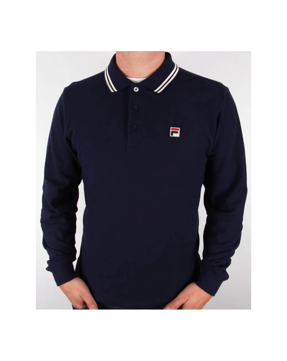 Fila Vintage Ace Long Sleeve Polo Shirt Navy