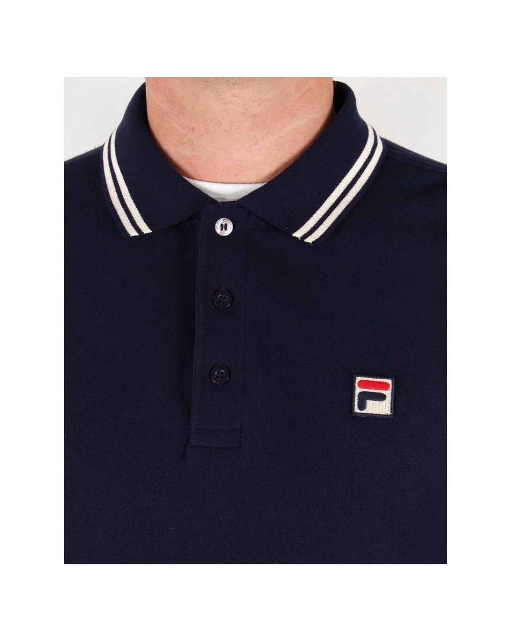 Fila Vintage Ace Long Sleeve Polo Shirt Navy - Image 2