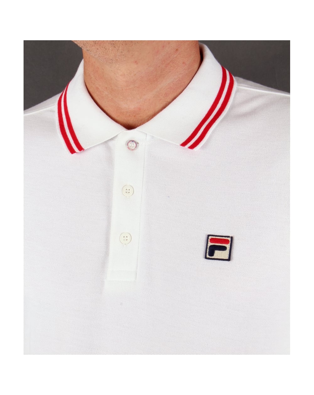 Fila Vintage Ace Long Sleeve Polo Shirt White - Image 2