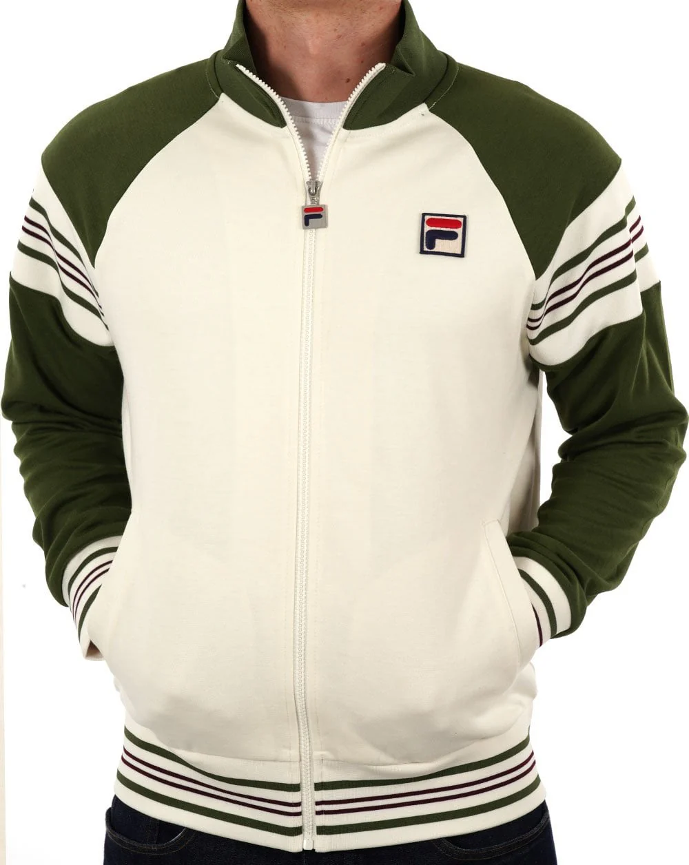 Fila Vintage Ferrara Track Top Dark Green/Gardenia - Image 3