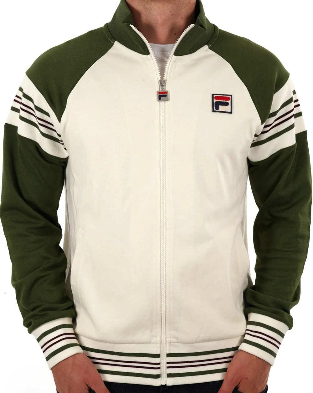 Fila Vintage Ferrara Track Top Dark Green/Gardenia - Image 4