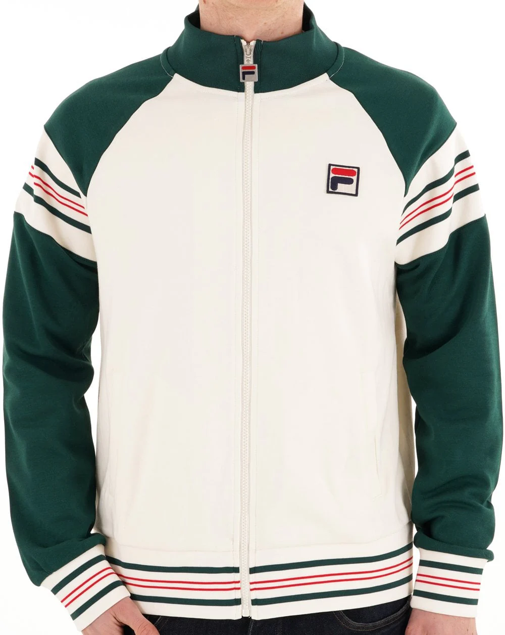 Fila Vintage Advantage Track Top Off White Green - Image 3