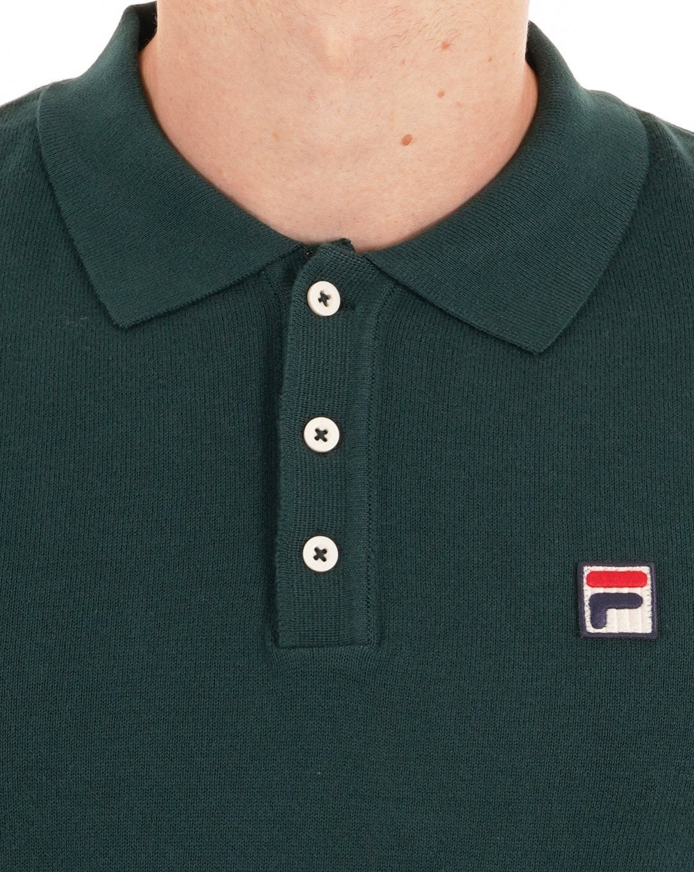 Fila Vintage Knitted ls Polo Green - Image 2